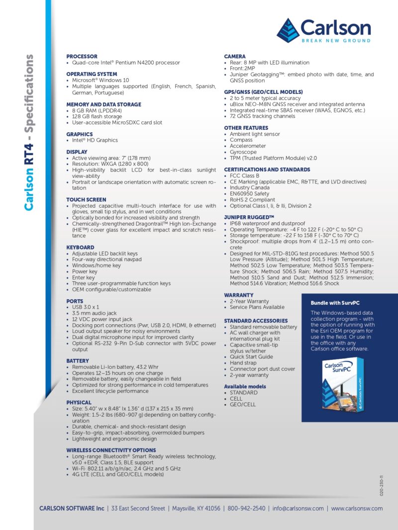 Carlson RT4 | Lowest price online | Global GPS Systems