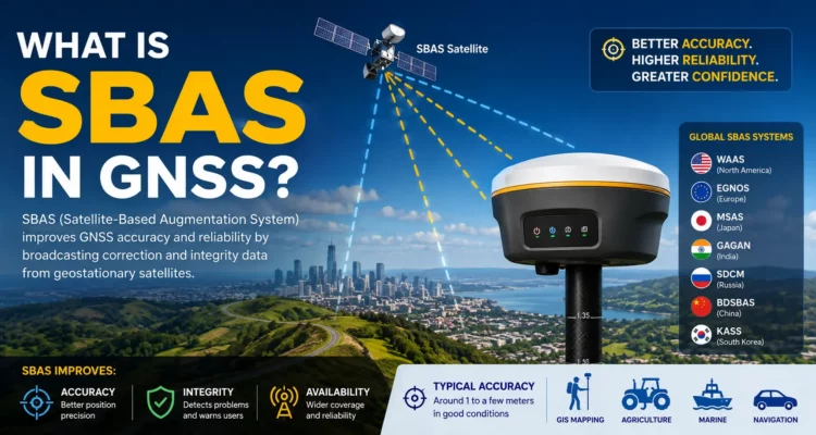 SBAS GNSS correction signal from satellite to field receiver