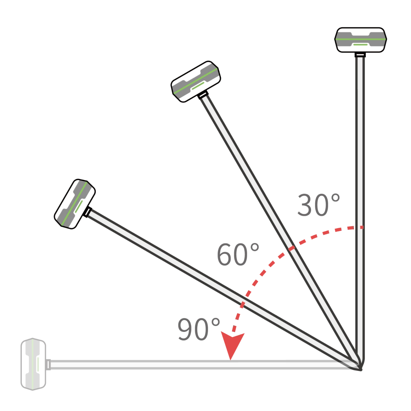 Alpha 5w Tilt sensor up to 90 degrees capable, best at 60 degrees.
